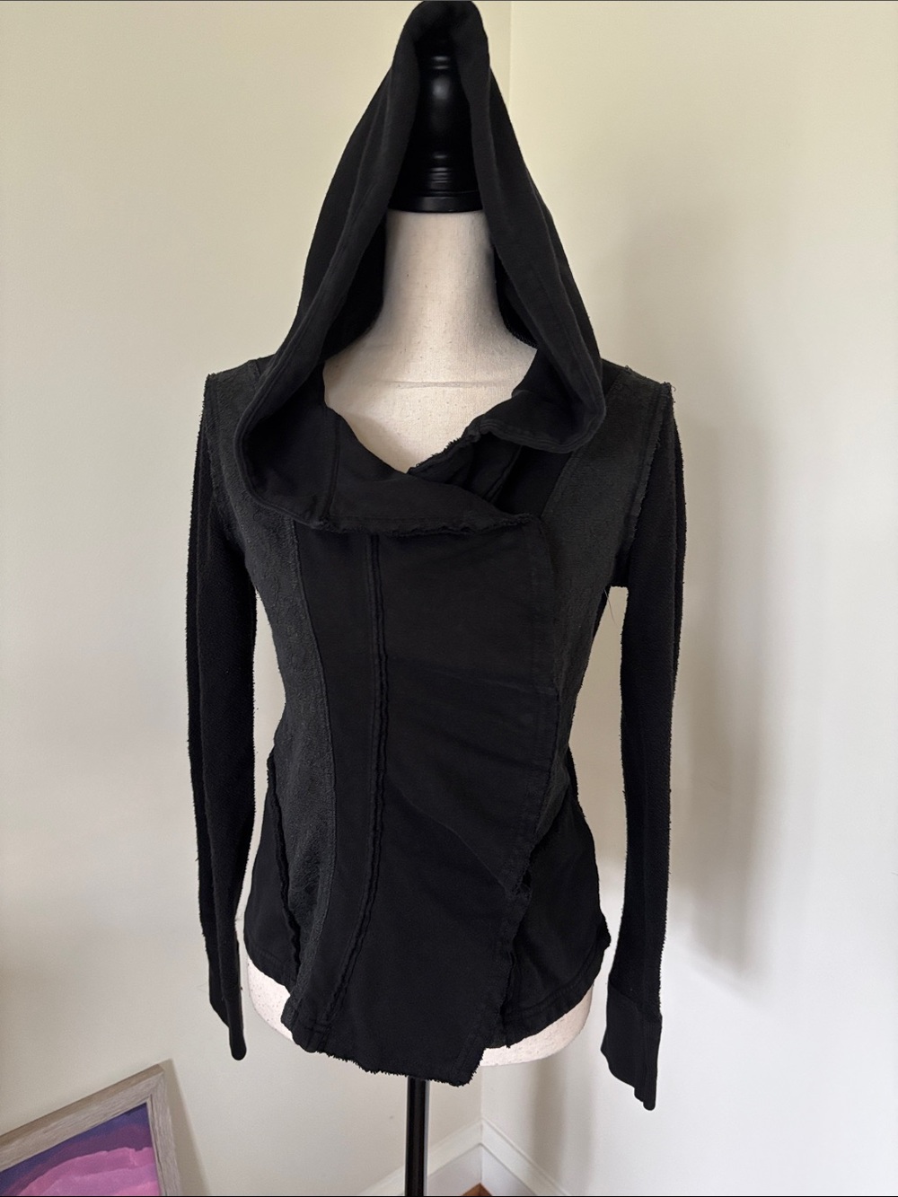 Free People Black Hooded Long-Sleeve Jacket